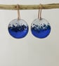 Copper Textured Dangle Earrings in Blue and White with Glass Sprinkles