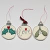 Three Wool Felt Christmas Baubles - Hanging Decorations