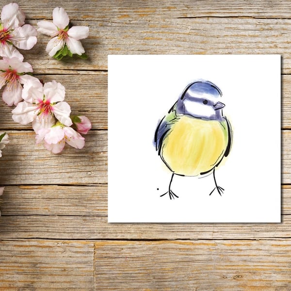 Bird Greeting Card, Blue Tit Card, Greetings Card, Blank Inside, Blue Tit, Birds