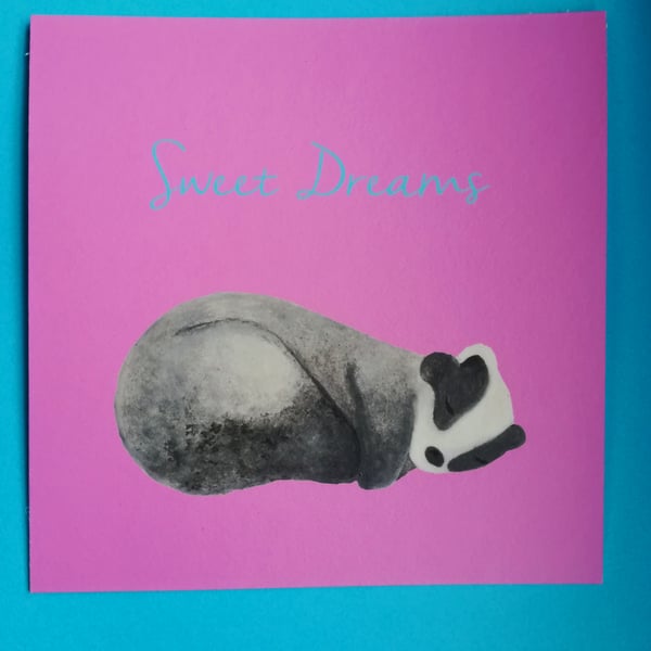 Sweet Dreams Sleeping Badger Print