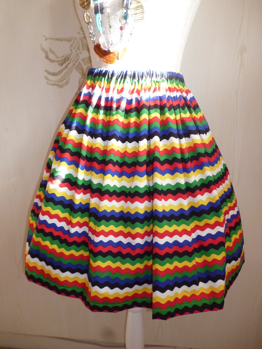 Summer ric Rac Full Flared Rockabilly Cotton Skirt  Size  14 16