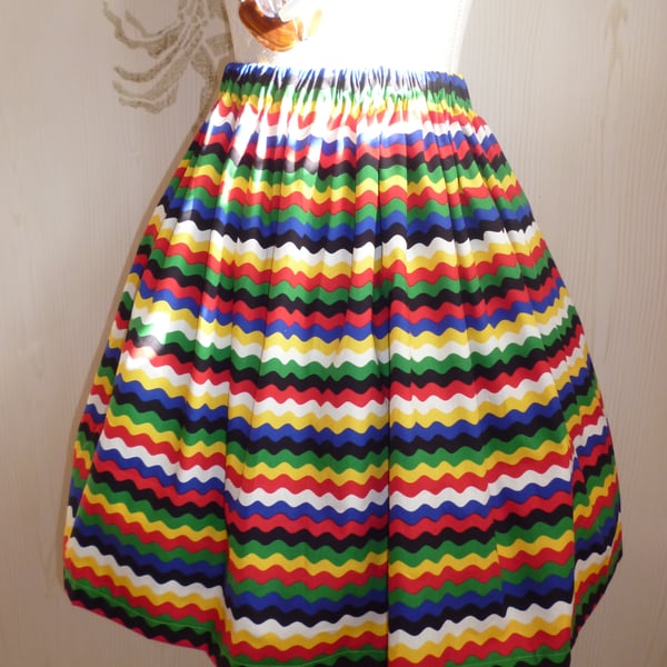 Summer ric Rac Full Flared Rockabilly Cotton Skirt  Size  14 16