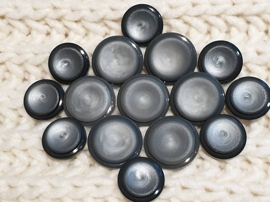 Vintage Grey Pearl effect 1940's 50's 25mm (1") 32mm (1 & 1 4")