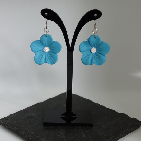 Blue & White Flower Earrings 