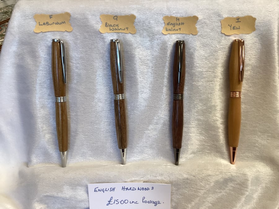 Hand turned wood and acrylic pens