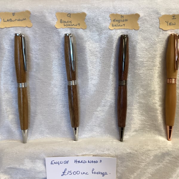 Hand turned wood and acrylic pens