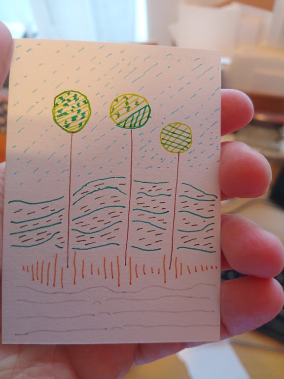 Original Aceo coloured fineliner drawing illustration 