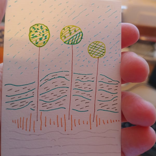 Original Aceo coloured fineliner drawing illustration 