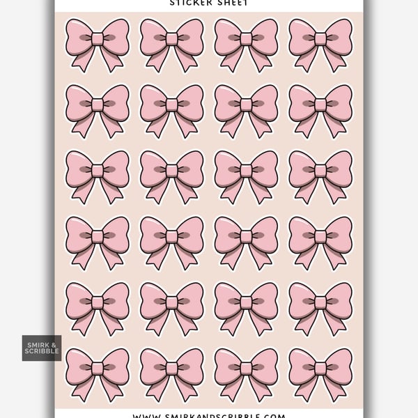 Funny Vinyl Sticker Sheet For Adults - Pink Bow