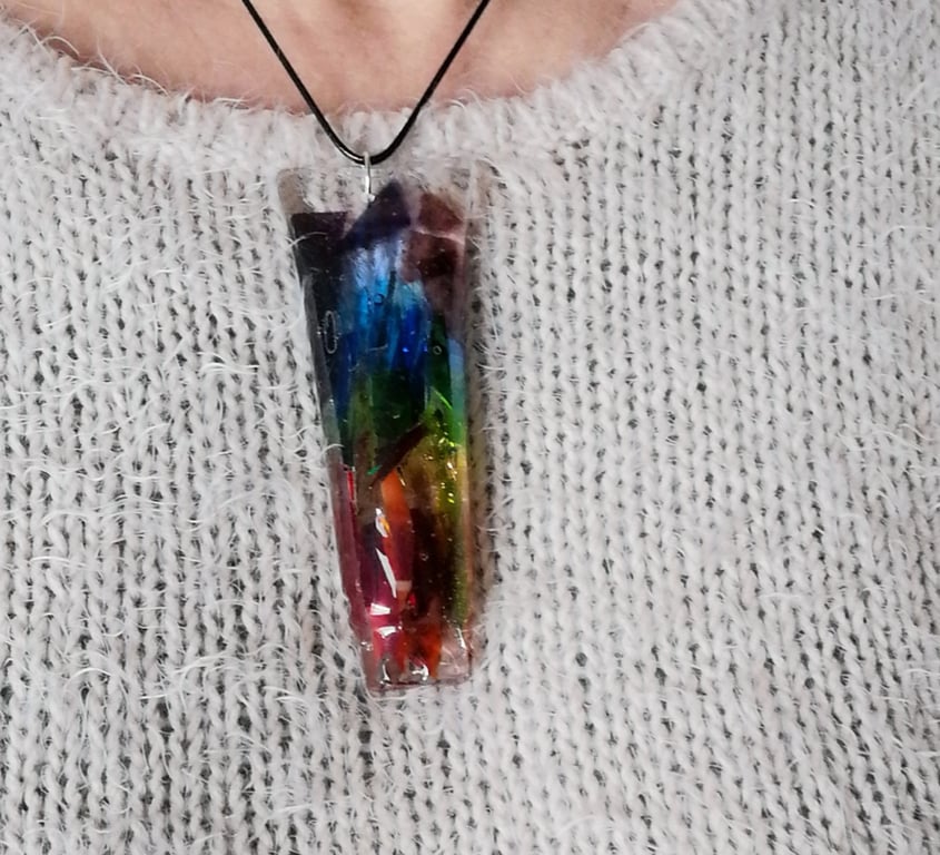 Stained Glass Paint Tube Rainbow Pendant