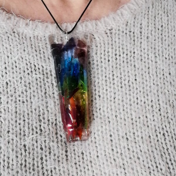 Stained Glass Paint Tube Rainbow Pendant