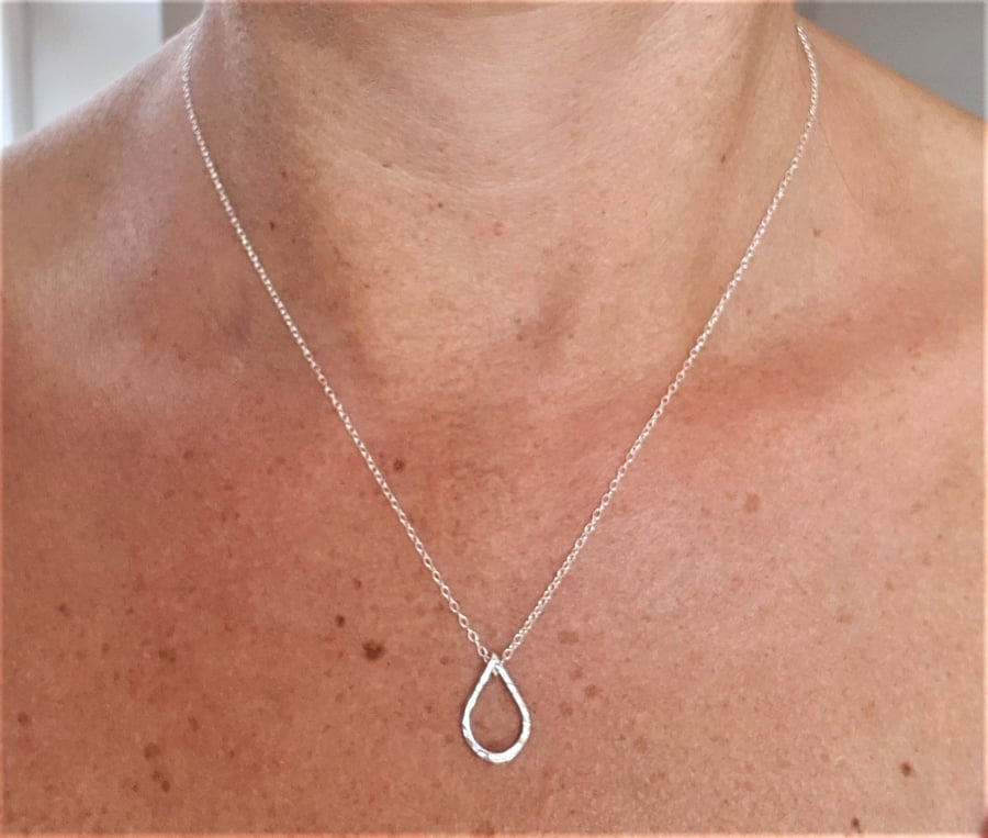 Dainty Sterling Silver Teardrop Necklace, Bridesmaids Gift