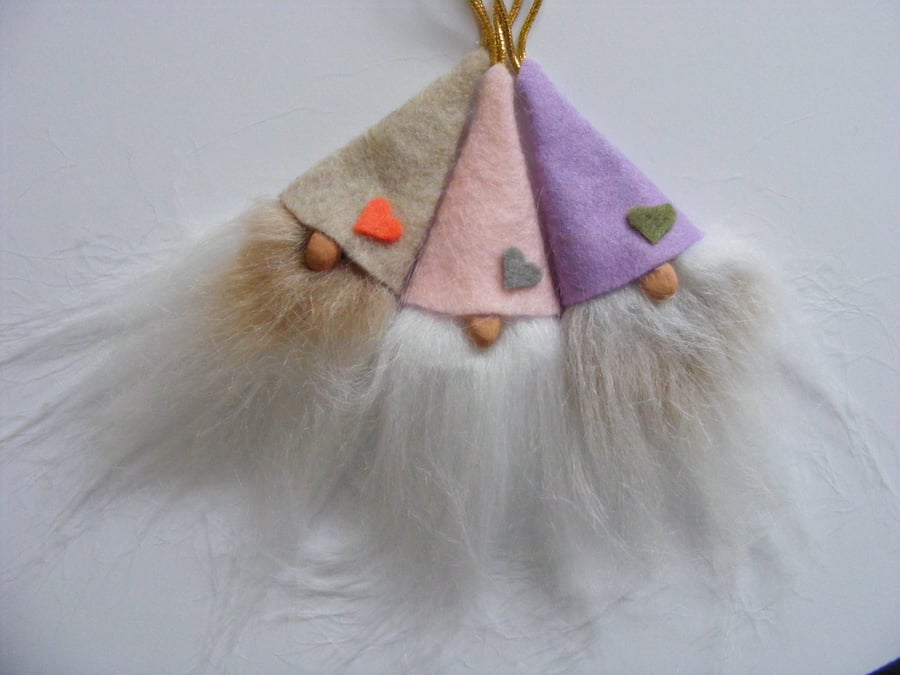 Set of 3 Hanging Tomte - Gnome Christmas Decorations