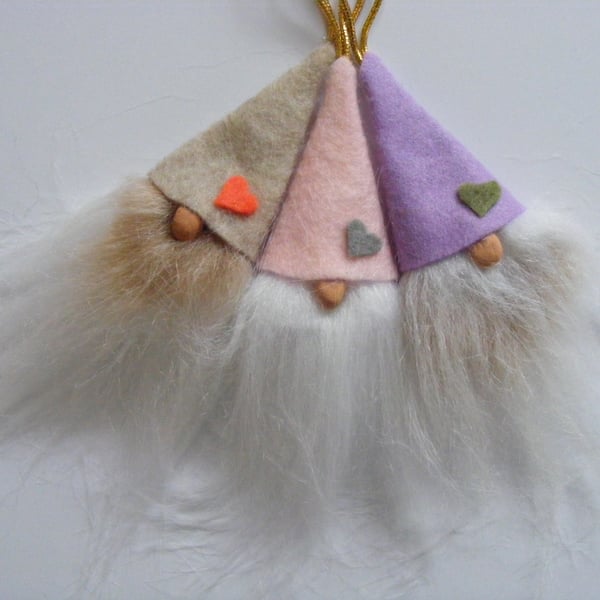 Set of 3 Hanging Tomte - Gnome Christmas Decorations