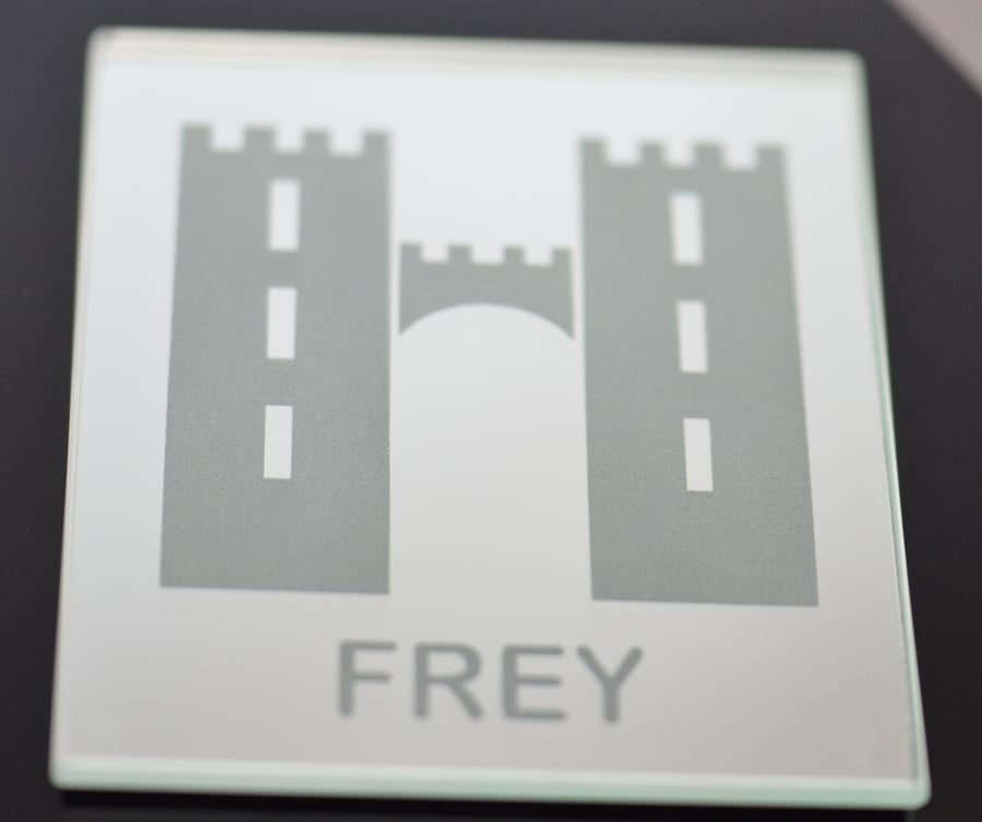 Game of Thrones House Frey Mirrored Glass Engraved Coaster