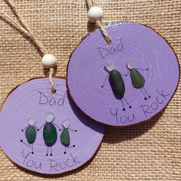 Sea Glass Father's Day Decoration - Dad, You Rock! Gift for Dads