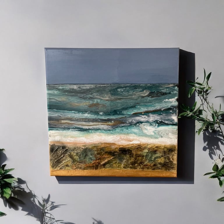 Northumberland beach scene acrylic canvas 