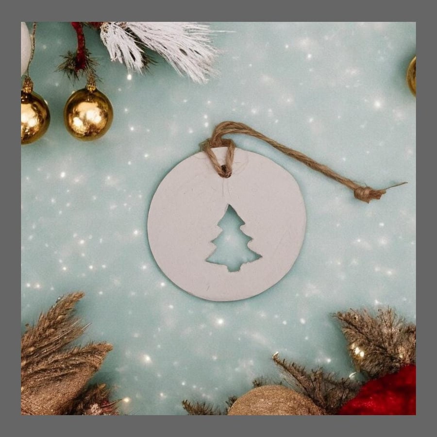 Christmas Tree Cut Out, Peekaboo, White Hanging Christmas Tree Decoration