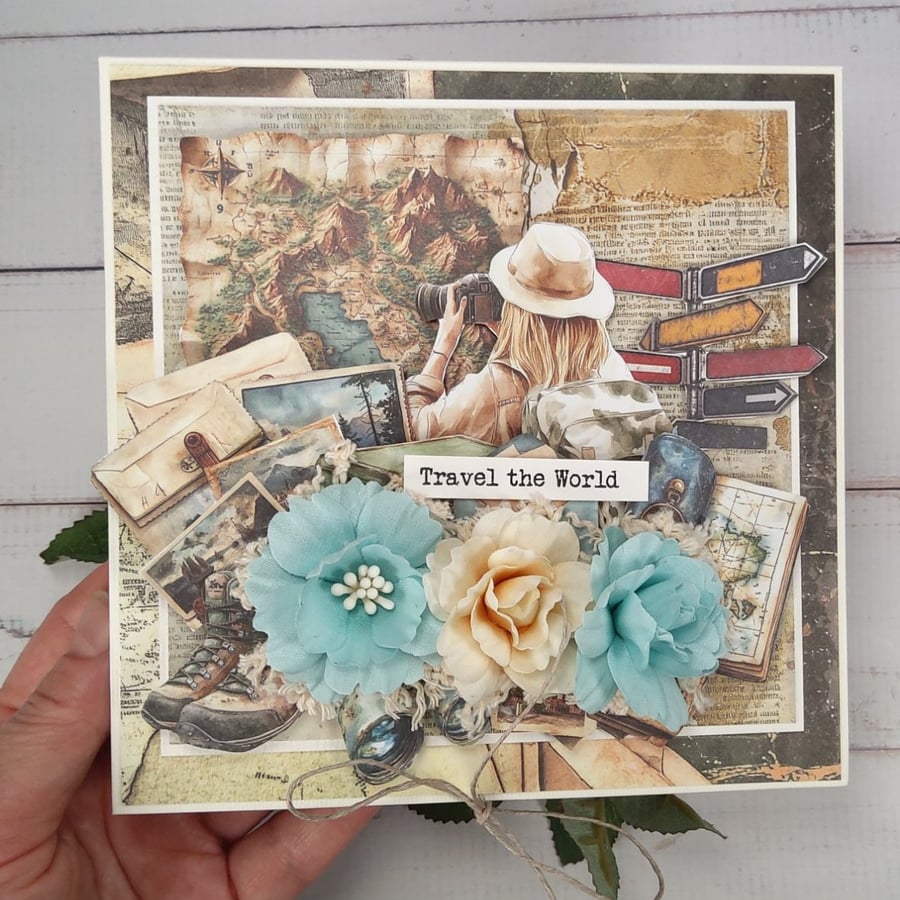 Handmade Twist Pop-Up Up Travel Card (124) Adventure Keepsake Card.