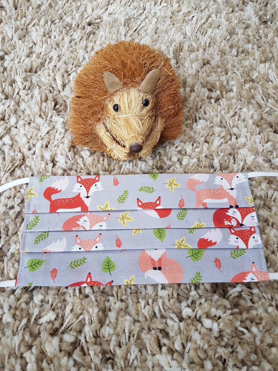 Small Adult or Teenager face covering – Fox Family print 