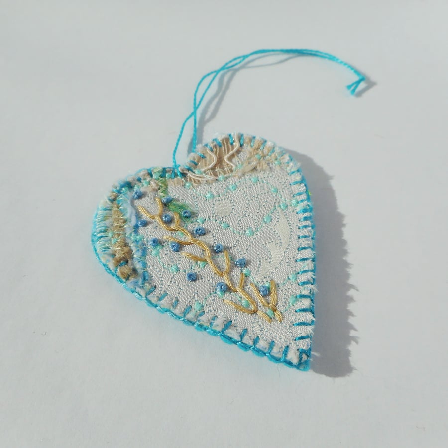Hand embroidered hanging heart home decoration