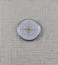 Gold Coloured Compass Pin - Travel Themed Badge - Large Resin Topped Pin Badge