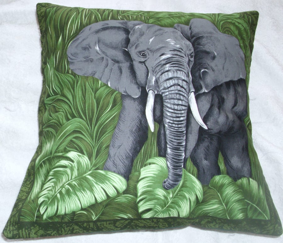 On Safari Elephant emerging from jungle cushion