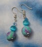 Beautiful Blue Dangling Beaded Earrings - Image 2