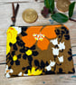 Bright vintage floral coin purse zip pouch reclaimed seventies fabric