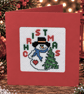 Handmade Cross Stitch Snowman & Christmas Tree Card – 5 x 5 Inch