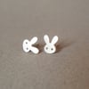 sterling silver bunny rabbit ear studs Version 1, handmade in the UK