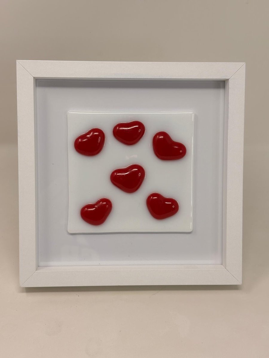Framed Fused Glass Hearts