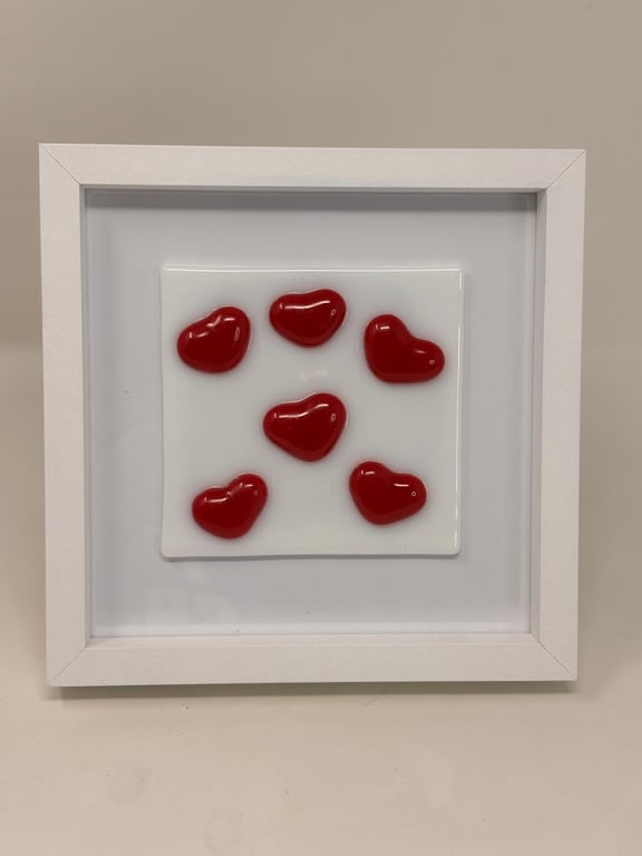 Framed Fused Glass Hearts