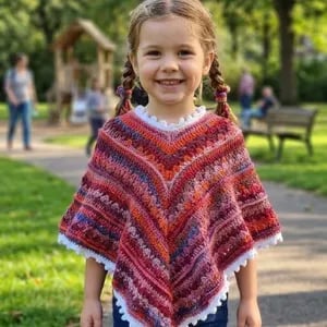 Hand-Crochet Child's Poncho: Nordic Princess Style (Ages 5–6)