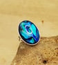 Blue Abalone ring. Sterling adjustable Blue Paua shell ring. Reiki jewelry - Image 1