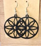 Black Wooden Wheel Earrings – Handmade Laser Cut Wooden Earrings, Geometric Boho