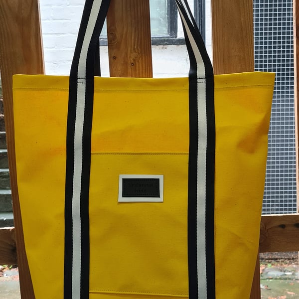 Oversized Canvas Tote Bag Yellow & Black