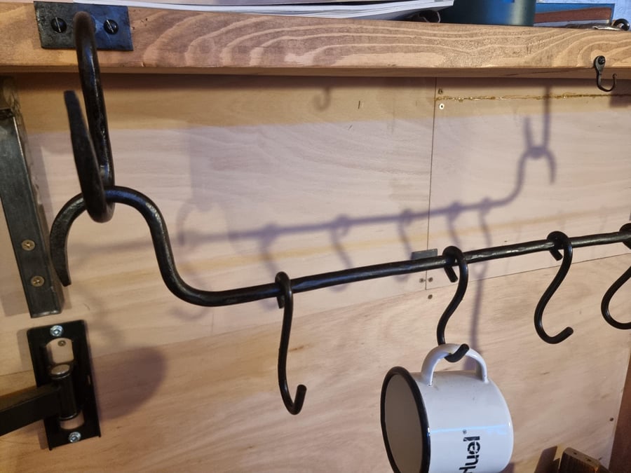 Hand Forged Rustic Kitchen Pot Pan Rail Made in the UK with free UK delivery
