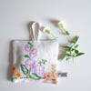 Large vintage embroidery floral lavender bag or pouch with Yorkshire lavender. 