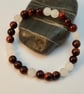 Red Tiger's Eye And Frosted White Jade Bracelet - Handmade In Devon. - Image 5