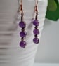 Handmade Natural Amethyst & Copper Dangle Drop Earrings Gift Crystal Jewellery - Image 5