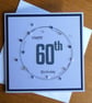 60th Birthday Card - Blue and Silver Wreath Design - Image 7
