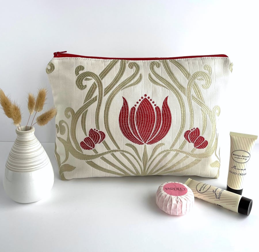 Art Nouveau Toiletry Bag in Lalique Ruby Fabric