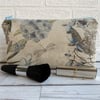 Make up bag with pastel bird, butterfly and dragonfly