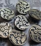 7 8" 22.4mm 36L Antique Silver FLORAL Buttons x 7 (LAST  7 EVER) - Image 3
