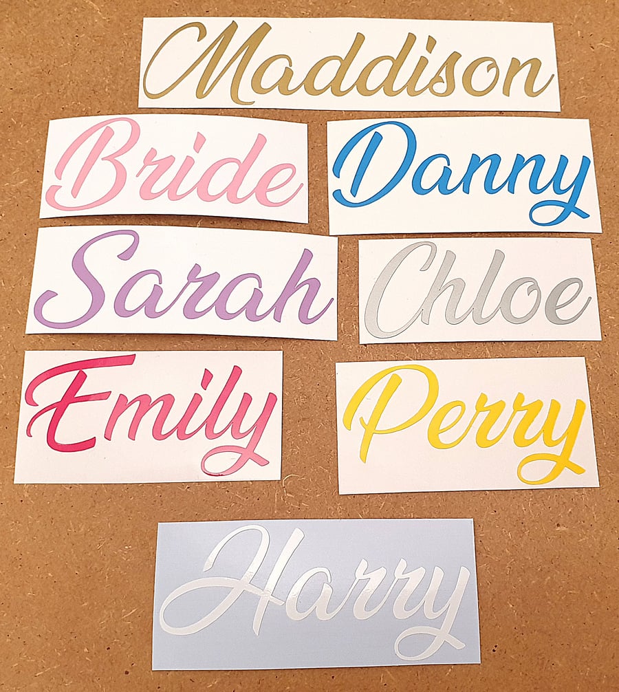 1, 3, 5, 10 Personalised Classic Name Sticker Vinyl Decal Label Water Bottle