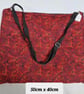 Handmade Padded & Lined Computer Tote Bag in Red & Black Spiral Cotton, 50 x 40 