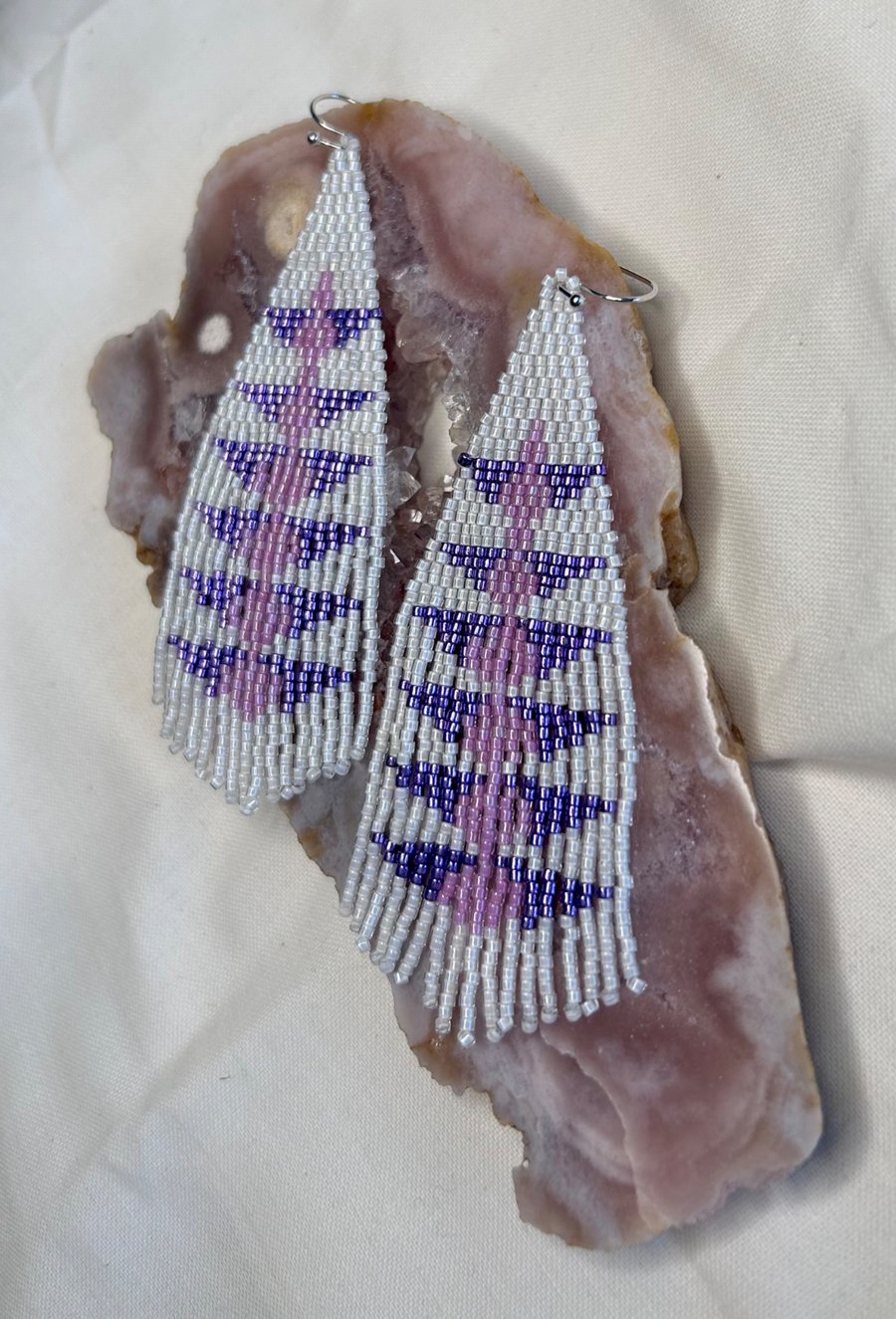 Handmade beaded fringe earrings