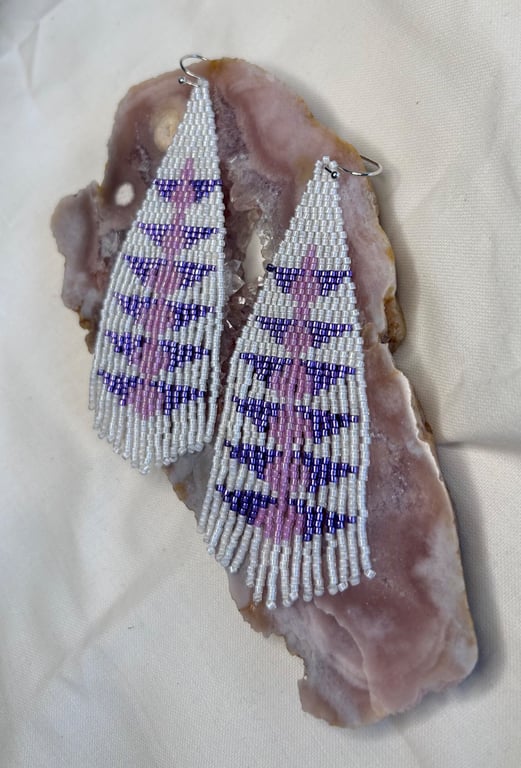 Handmade beaded fringe earrings