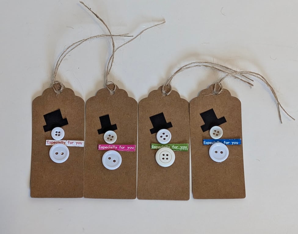 Homemade Christmas gift tags pack - snowmen 